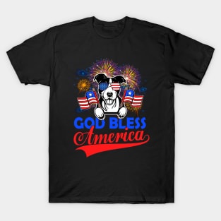 God Bless America 4th Of July Firework Dog Unisex T-Shirt